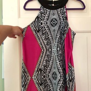 Venus Patterned High Neck Summer Mini Dress